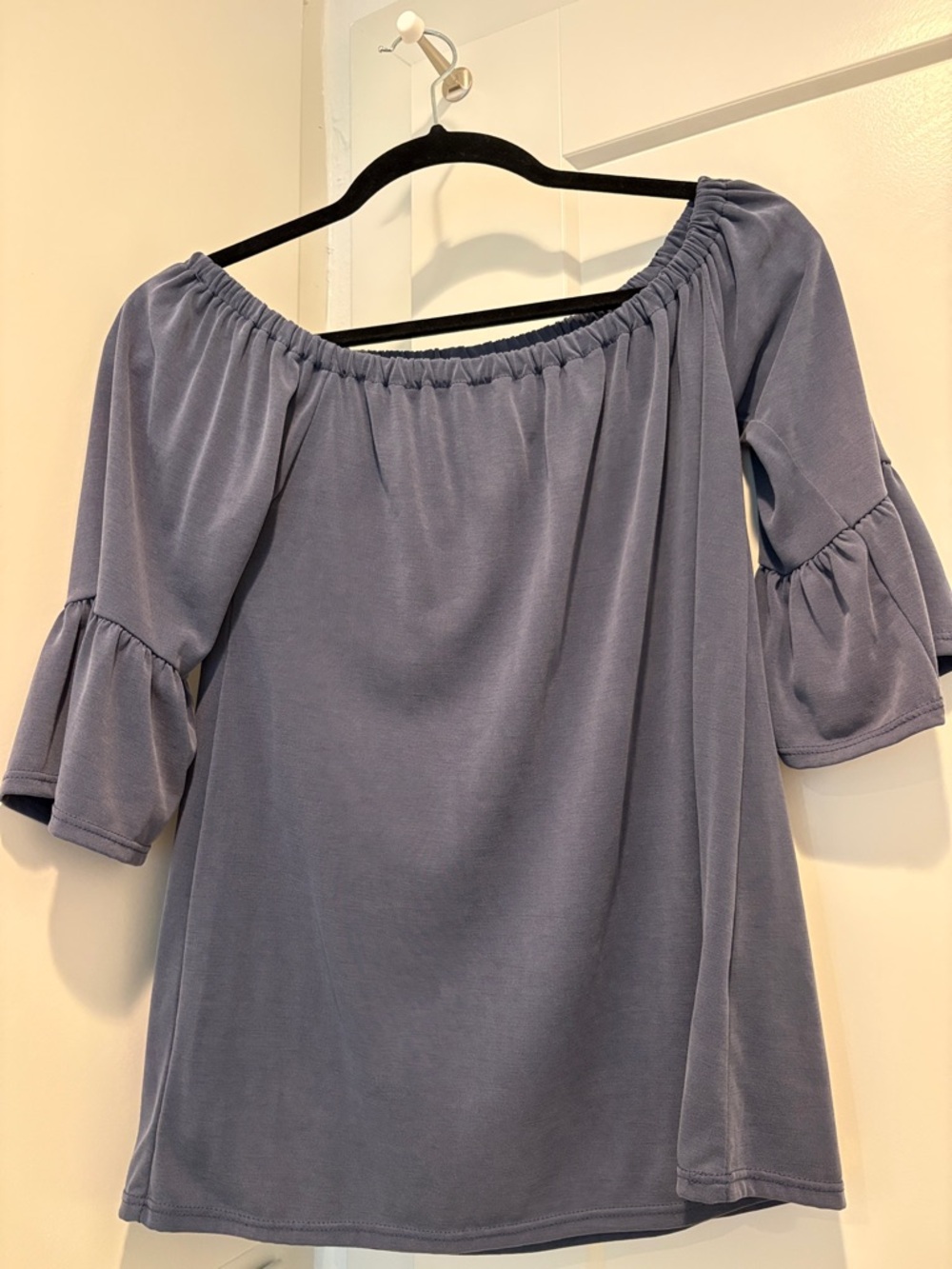 Design Lab Lord & Taylor Off-the-Shoulder Slate Blue Tunic